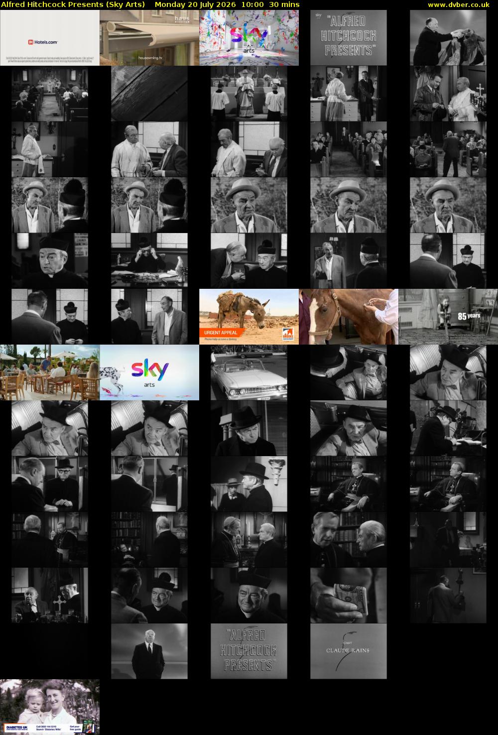 Alfred Hitchcock Presents (Sky Arts) Monday 20 July 2026 10:00 - 10:30