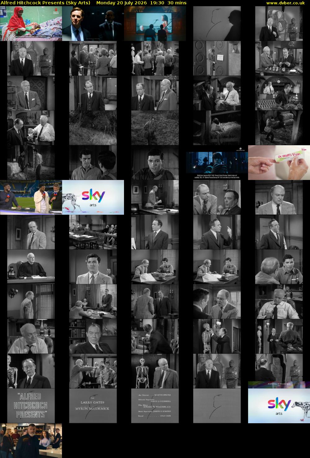 Alfred Hitchcock Presents (Sky Arts) Monday 20 July 2026 19:30 - 20:00