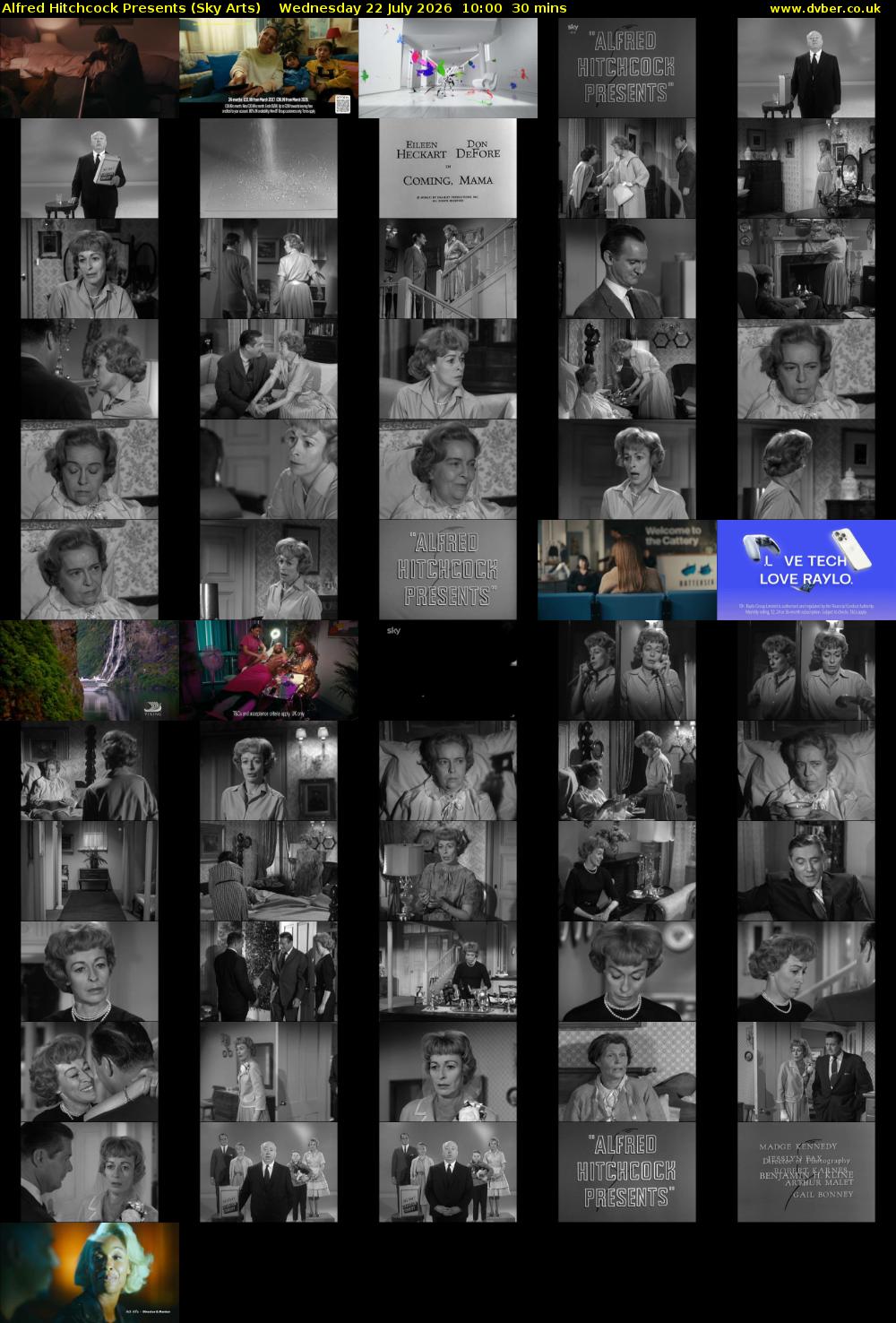 Alfred Hitchcock Presents (Sky Arts) Wednesday 22 July 2026 10:00 - 10:30