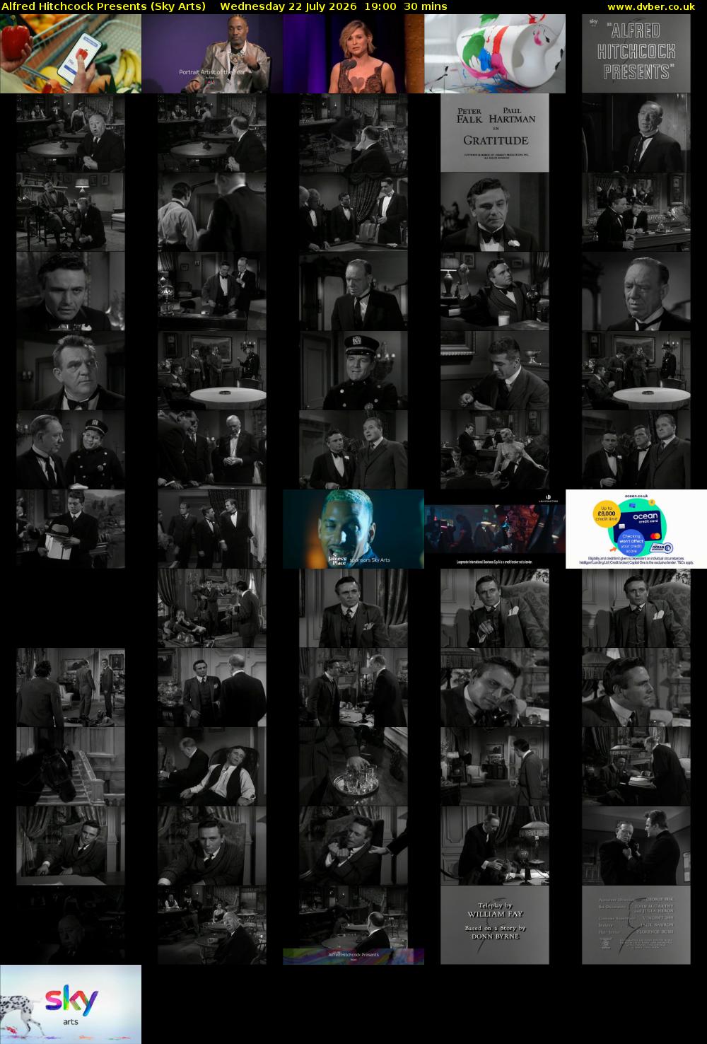 Alfred Hitchcock Presents (Sky Arts) Wednesday 22 July 2026 19:00 - 19:30