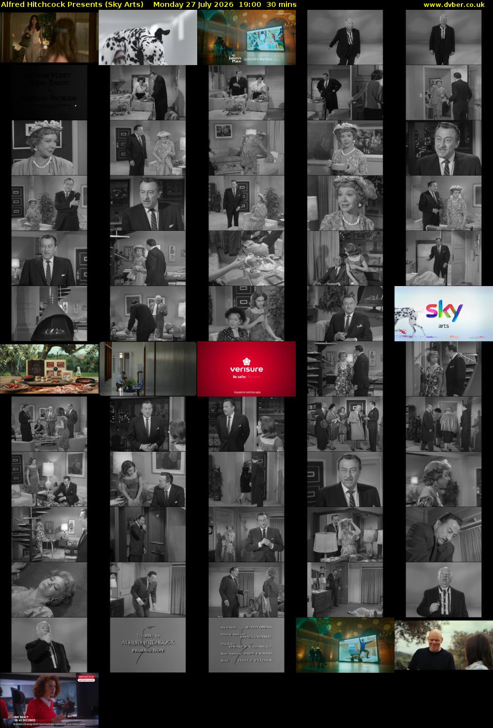 Alfred Hitchcock Presents (Sky Arts) Monday 27 July 2026 19:00 - 19:30