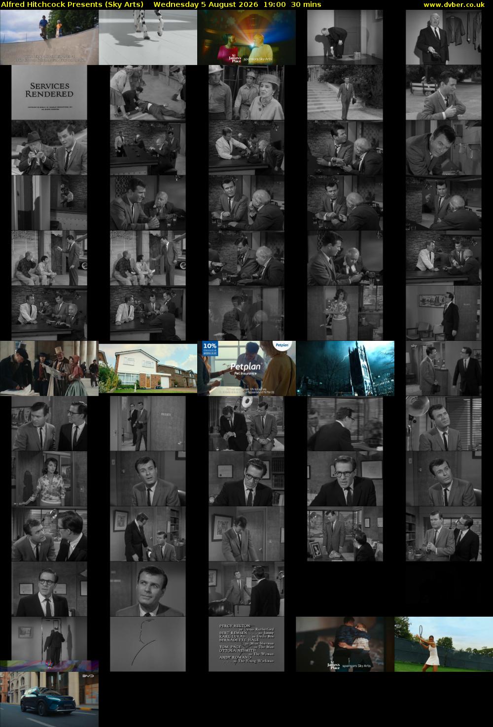 Alfred Hitchcock Presents (Sky Arts) Wednesday 5 August 2026 19:00 - 19:30