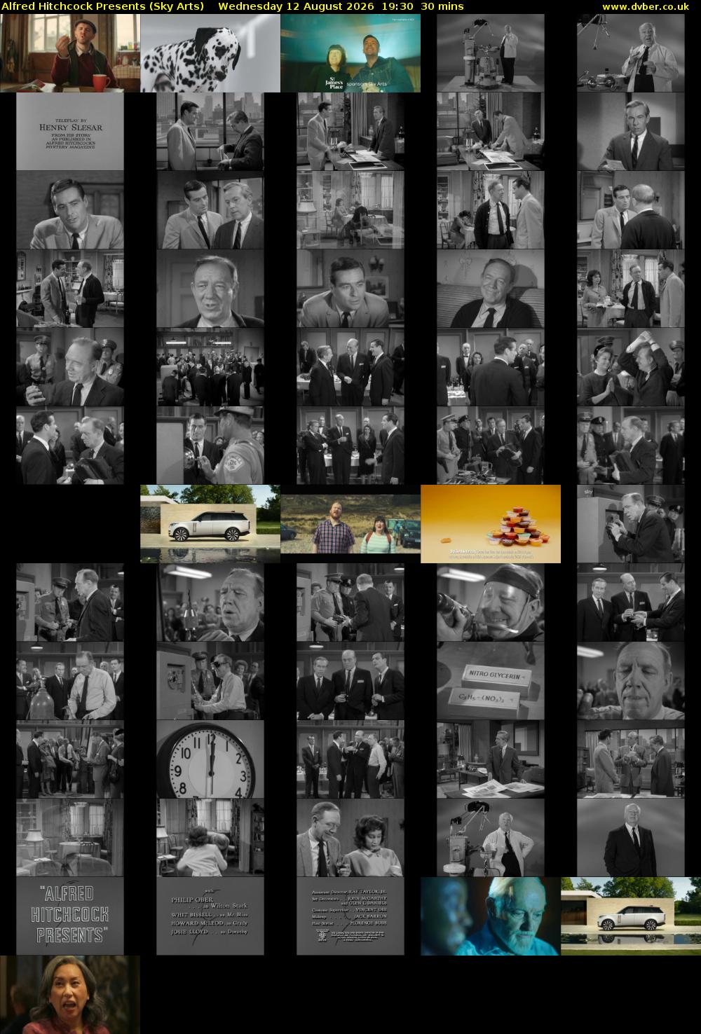 Alfred Hitchcock Presents (Sky Arts) Wednesday 12 August 2026 19:30 - 20:00