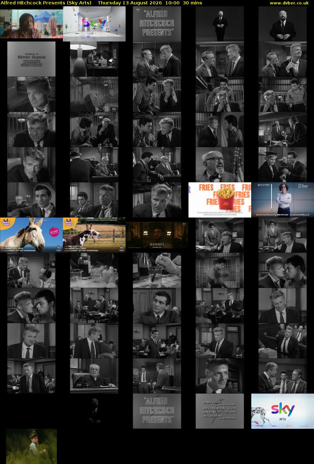 Alfred Hitchcock Presents (Sky Arts) Thursday 13 August 2026 10:00 - 10:30