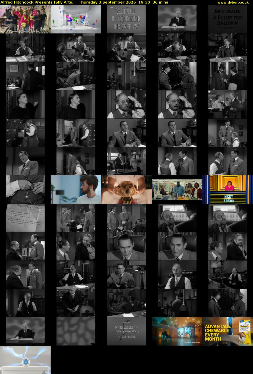 Alfred Hitchcock Presents (Sky Arts) Thursday 3 September 2026 19:30 - 20:00