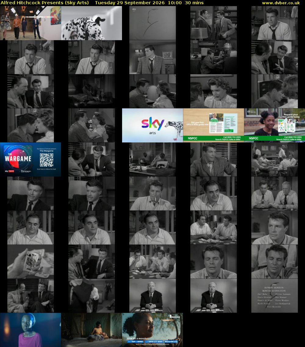 Alfred Hitchcock Presents (Sky Arts) Tuesday 29 September 2026 10:00 - 10:30