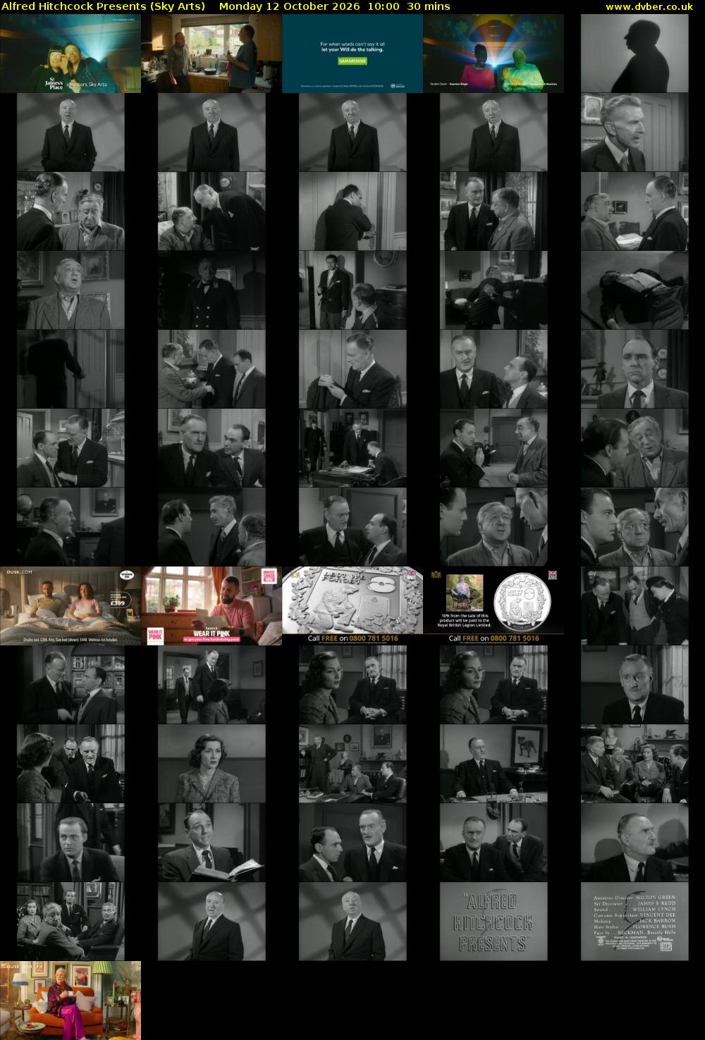 Alfred Hitchcock Presents (Sky Arts) Monday 12 October 2026 10:00 - 10:30