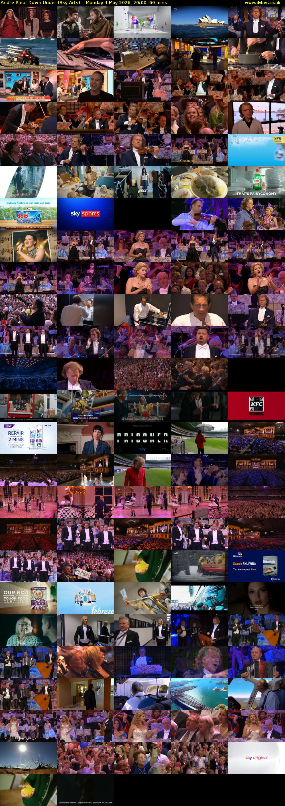 Andre Rieu: Down Under (Sky Arts) Monday 4 May 2026 20:00 - 21:00