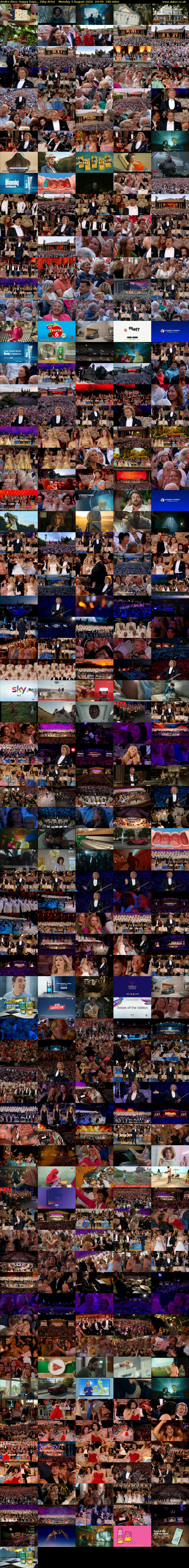 Andre Rieu: Happy Days... (Sky Arts) Monday 3 August 2026 20:00 - 23:00