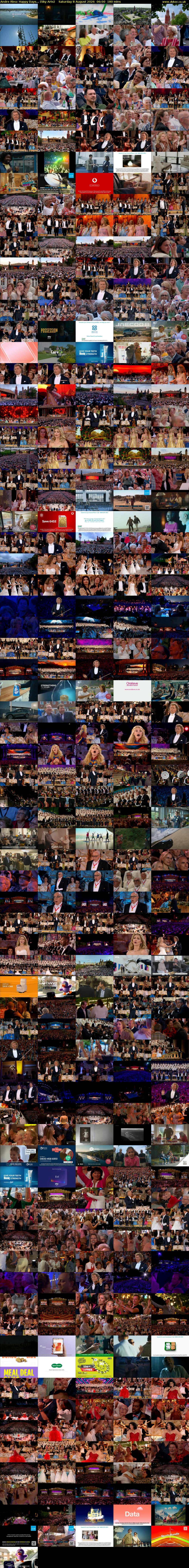 Andre Rieu: Happy Days... (Sky Arts) Saturday 8 August 2026 06:00 - 09:00