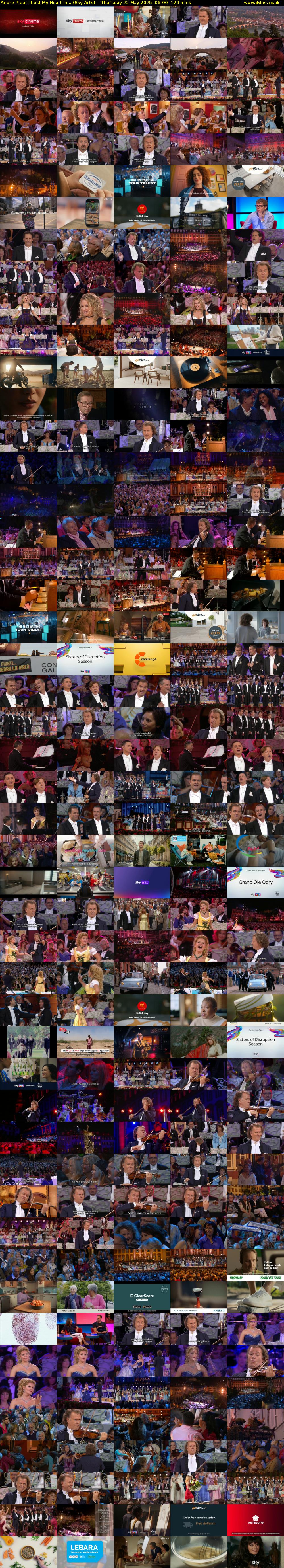Andre Rieu: I Lost My Heart In... (Sky Arts) Thursday 22 May 2025 06:00 - 08:00