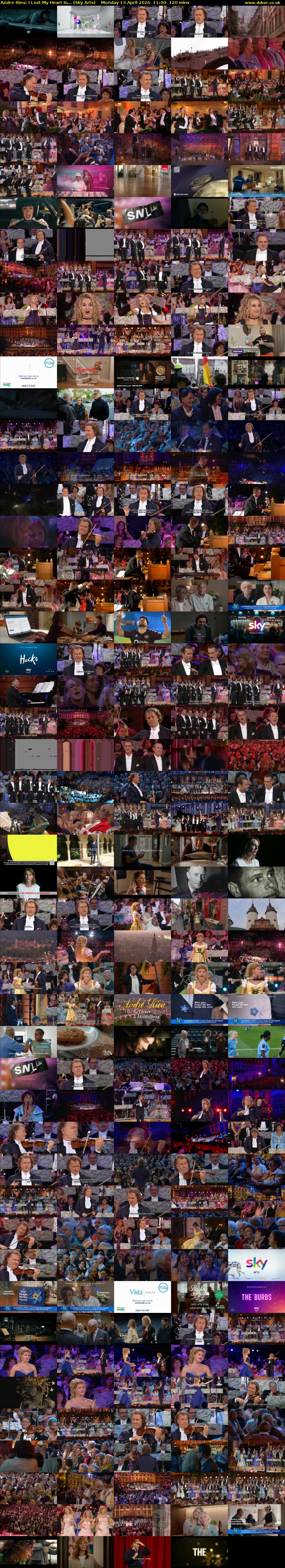 Andre Rieu: I Lost My Heart In... (Sky Arts) Monday 13 April 2026 11:00 - 13:00