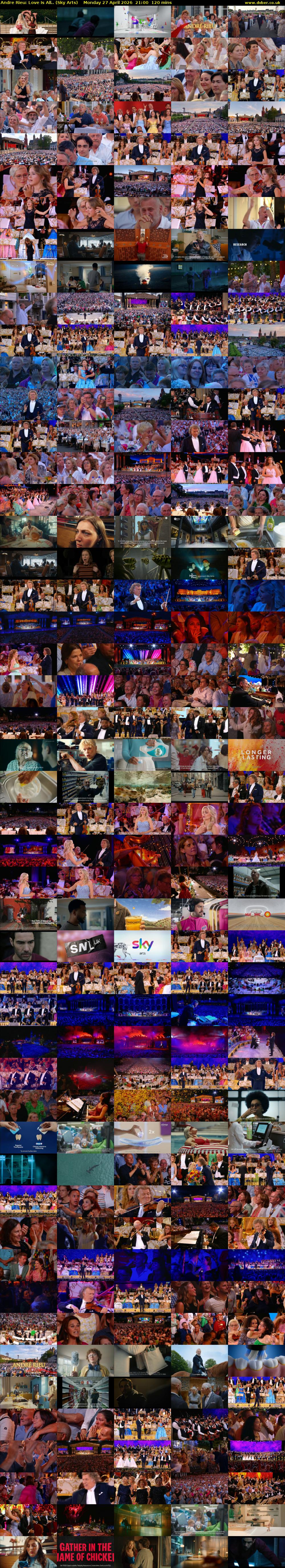 Andre Rieu: Love Is All.. (Sky Arts) Monday 27 April 2026 21:00 - 23:00