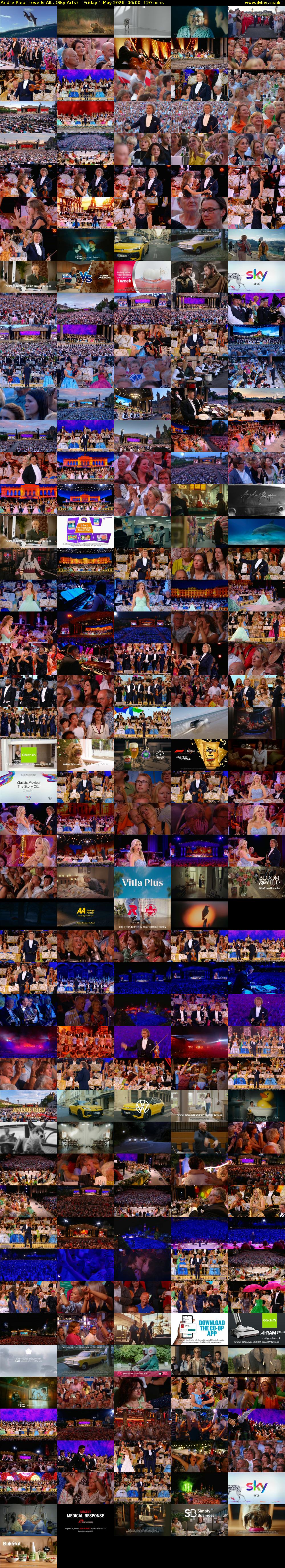 Andre Rieu: Love Is All.. (Sky Arts) Friday 1 May 2026 06:00 - 08:00