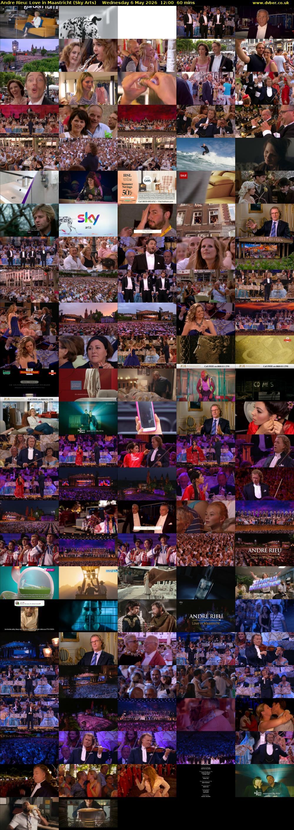 Andre Rieu: Love in Maastricht (Sky Arts) Wednesday 6 May 2026 12:00 - 13:00