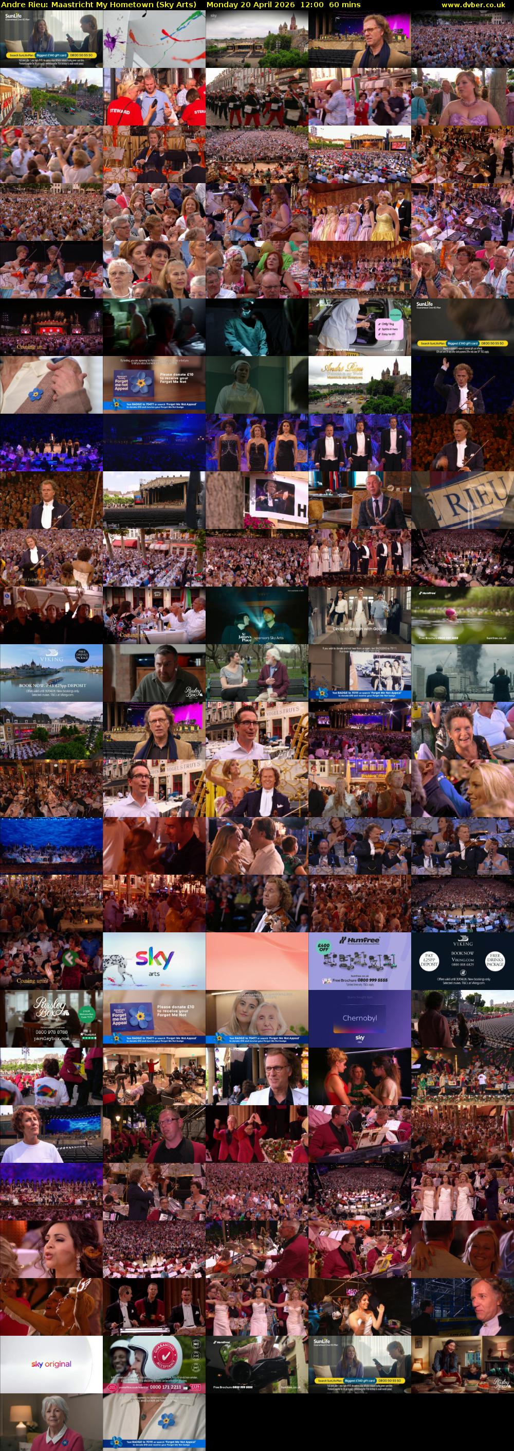 Andre Rieu: Maastricht My Hometown (Sky Arts) Monday 20 April 2026 12:00 - 13:00