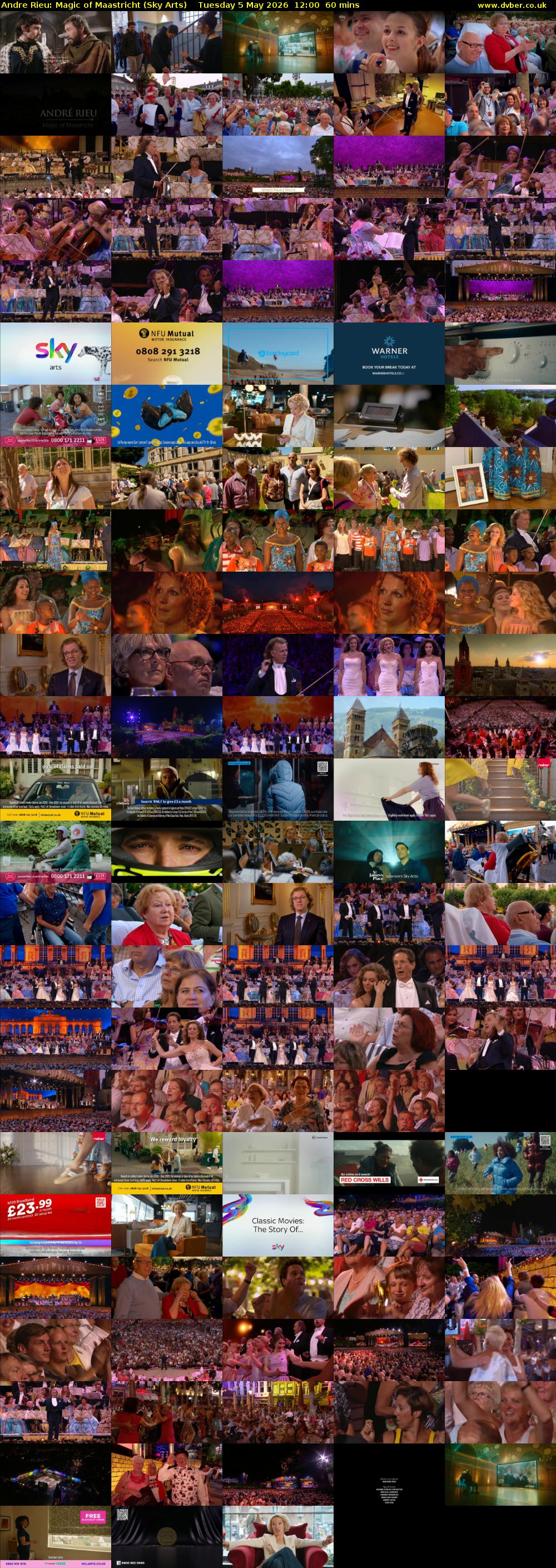 Andre Rieu: Magic of Maastricht (Sky Arts) Tuesday 5 May 2026 12:00 - 13:00