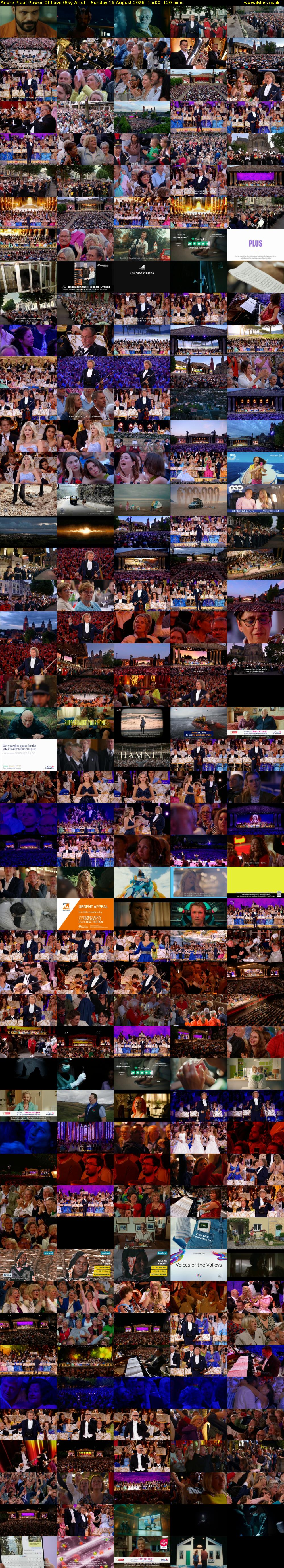Andre Rieu: Power Of Love (Sky Arts) Sunday 16 August 2026 15:00 - 17:00