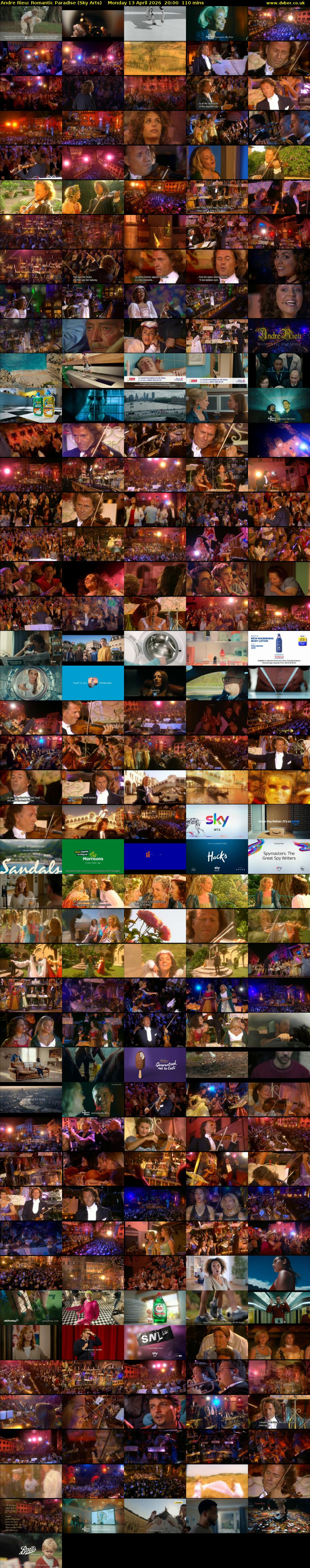 Andre Rieu: Romantic Paradise (Sky Arts) Monday 13 April 2026 20:00 - 21:50