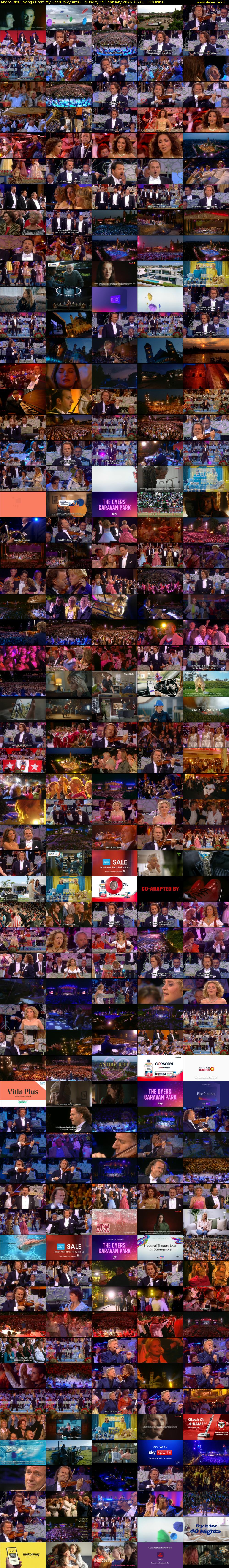 Andre Rieu: Songs From My Heart (Sky Arts) Sunday 15 February 2026 06:00 - 08:30