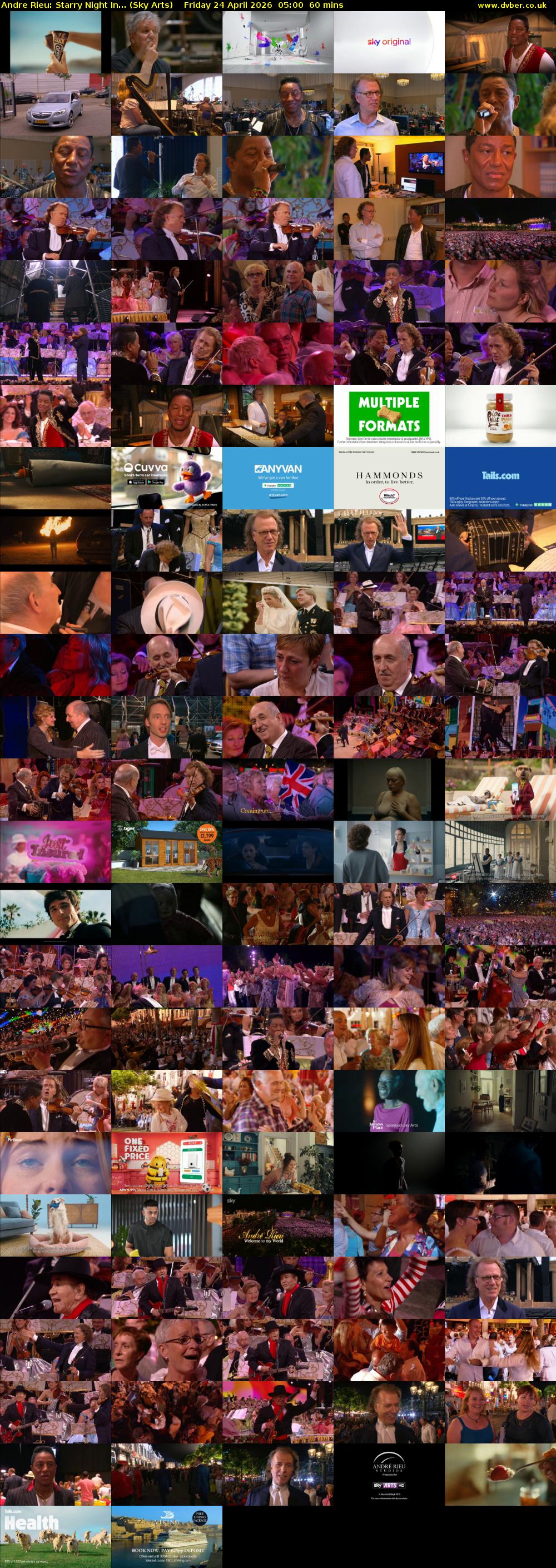 Andre Rieu: Starry Night In... (Sky Arts) Friday 24 April 2026 05:00 - 06:00