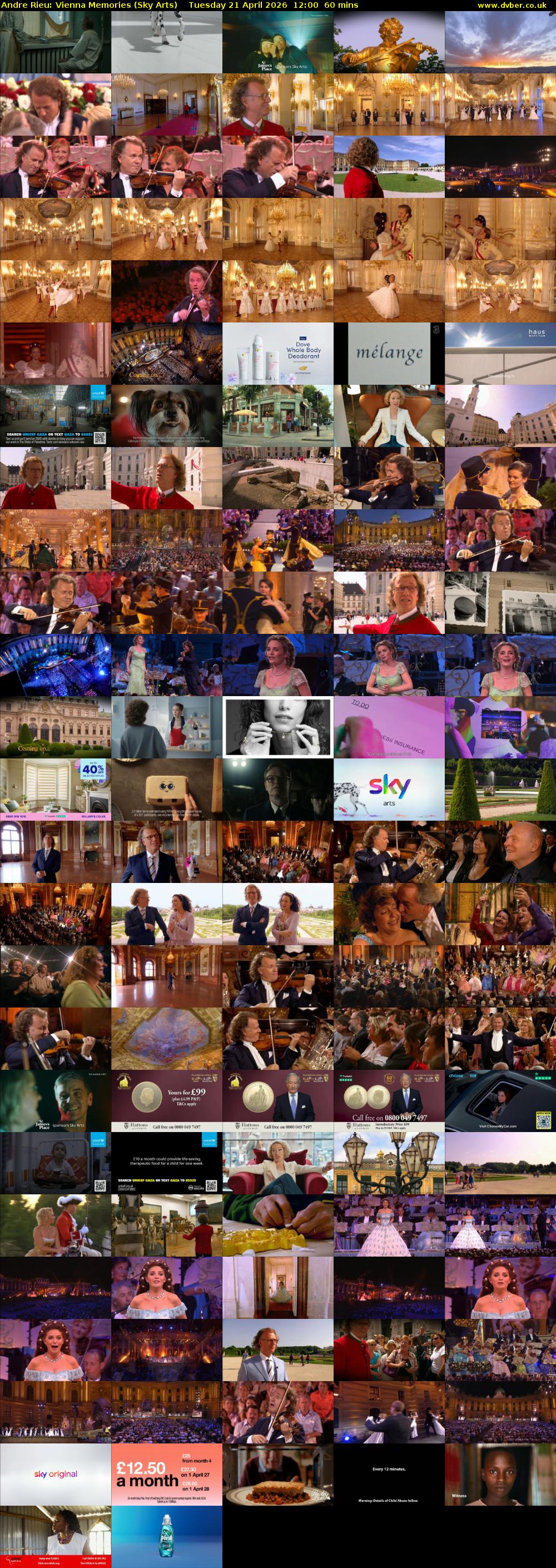 Andre Rieu: Vienna Memories (Sky Arts) Tuesday 21 April 2026 12:00 - 13:00