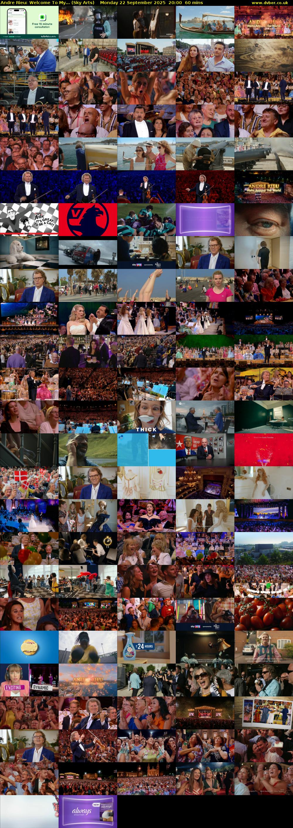 Andre Rieu: Welcome To My... (Sky Arts) Monday 22 September 2025 20:00 - 21:00