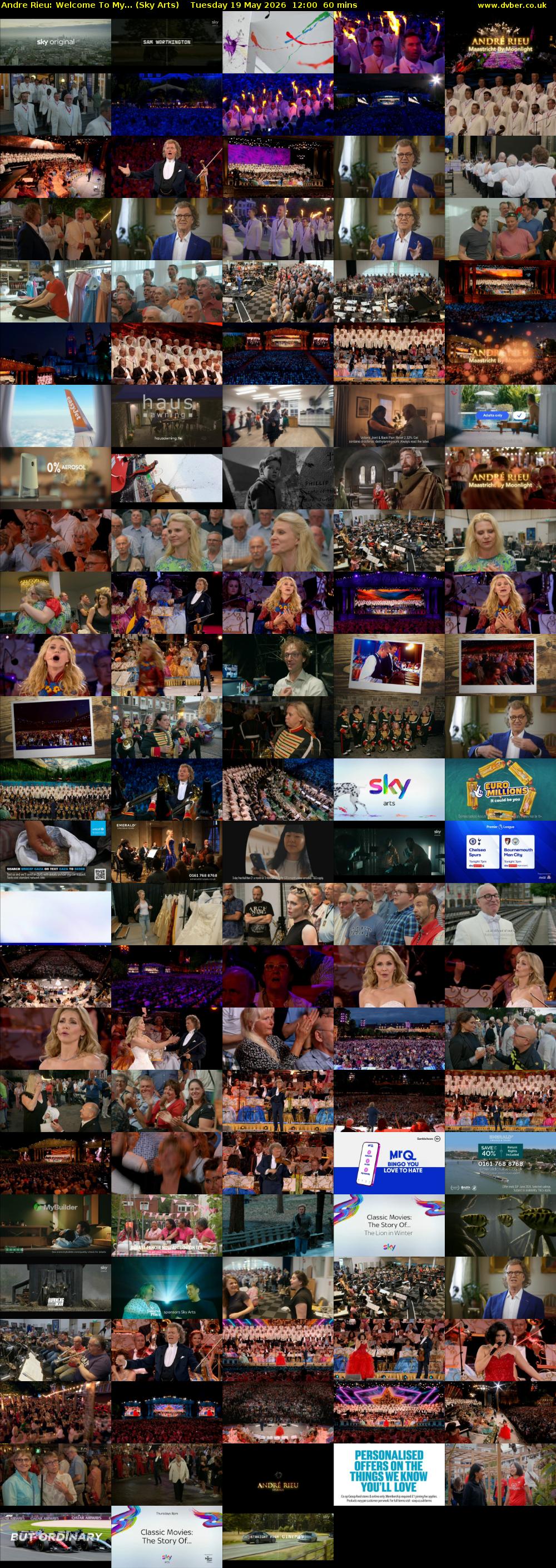 Andre Rieu: Welcome To My... (Sky Arts) Tuesday 19 May 2026 12:00 - 13:00