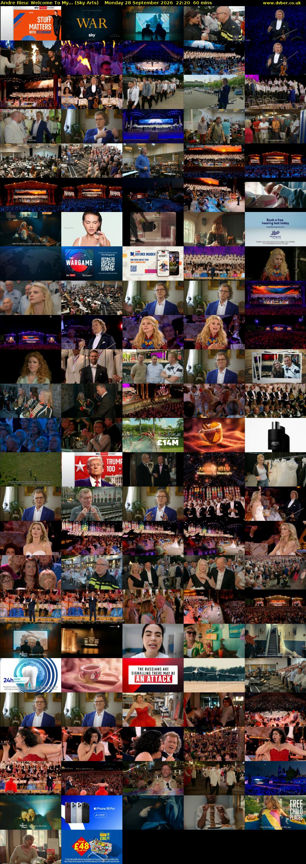 Andre Rieu: Welcome To My... (Sky Arts) Monday 28 September 2026 22:20 - 23:20