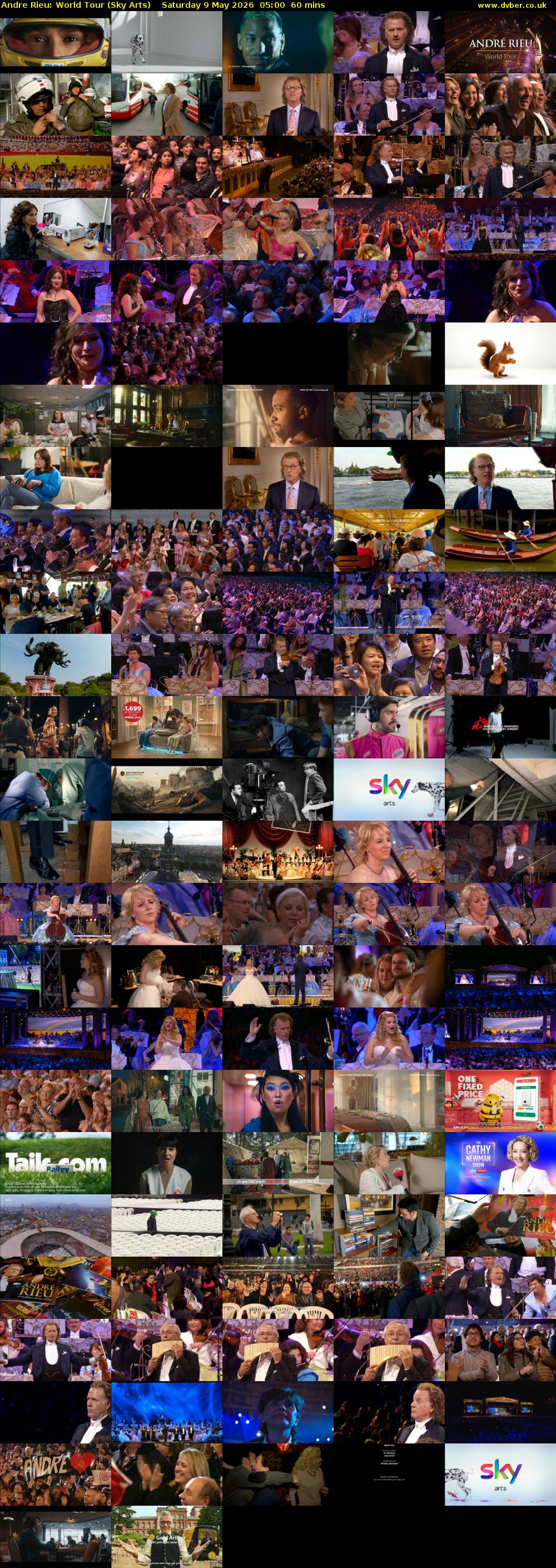 Andre Rieu: World Tour (Sky Arts) Saturday 9 May 2026 05:00 - 06:00