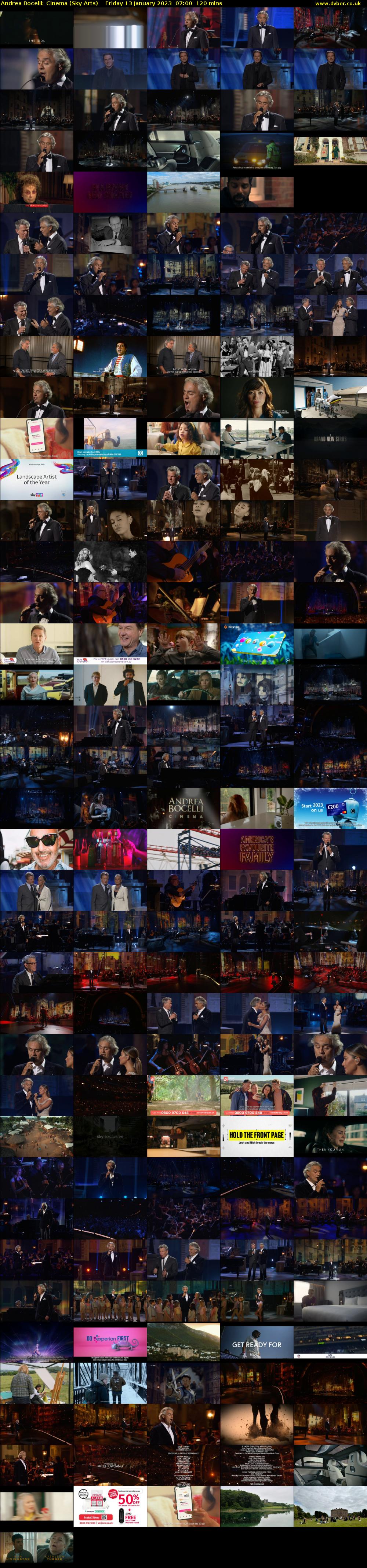 Andrea Bocelli: Cinema (Sky Arts) Friday 13 January 2023 07:00 - 09:00