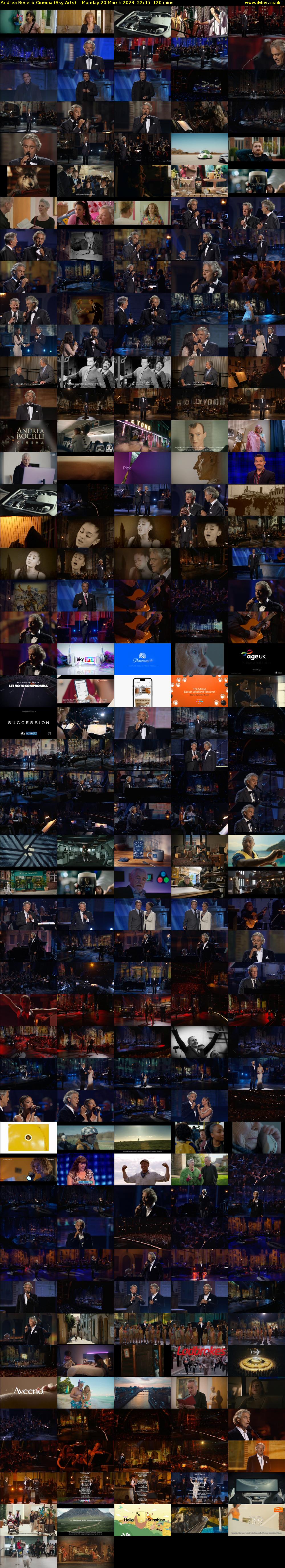 Andrea Bocelli: Cinema (Sky Arts) Monday 20 March 2023 22:45 - 00:45