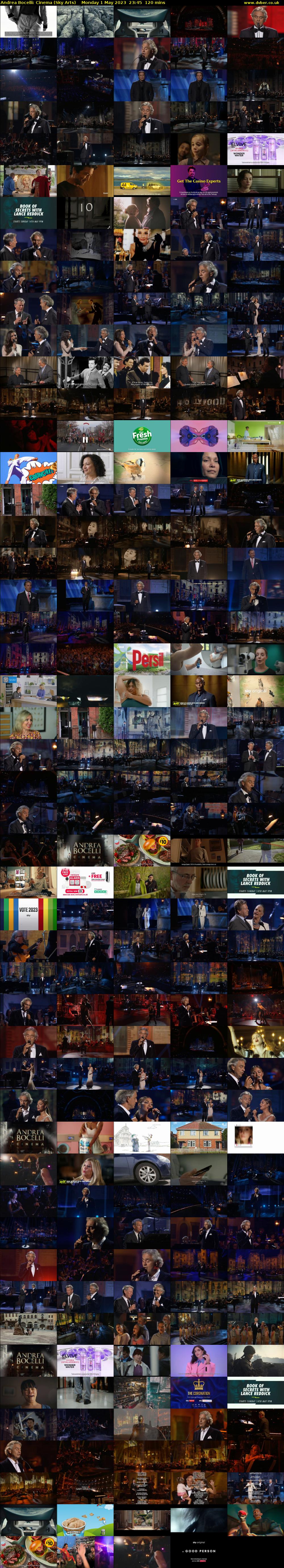 Andrea Bocelli: Cinema (Sky Arts) Monday 1 May 2023 23:45 - 01:45
