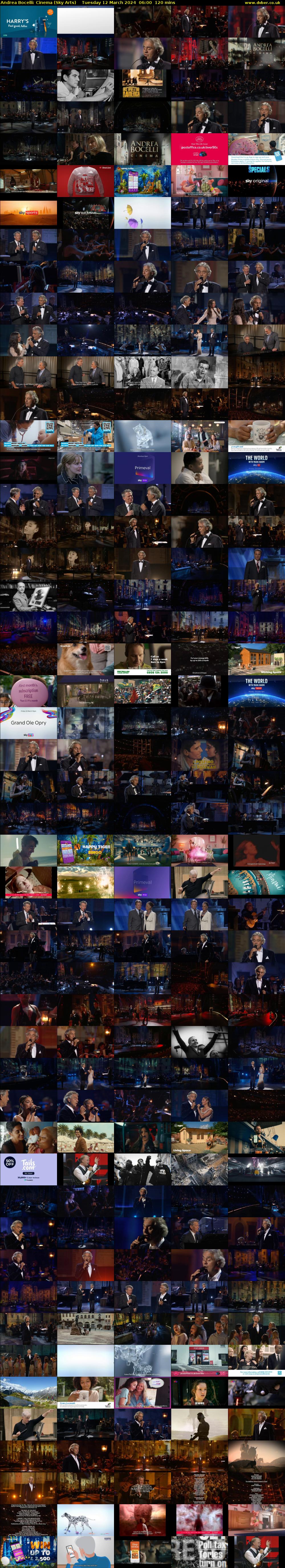 Andrea Bocelli: Cinema (Sky Arts) Tuesday 12 March 2024 06:00 - 08:00