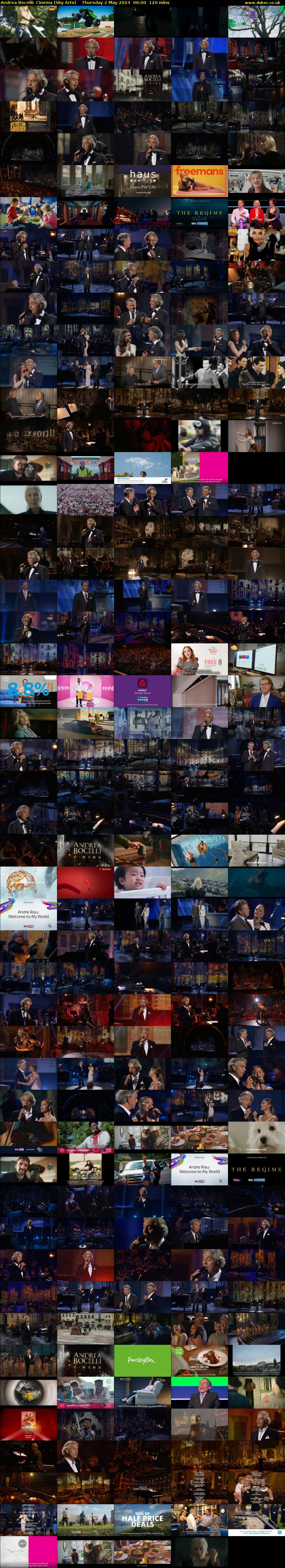 Andrea Bocelli: Cinema (Sky Arts) Thursday 2 May 2024 06:00 - 08:00