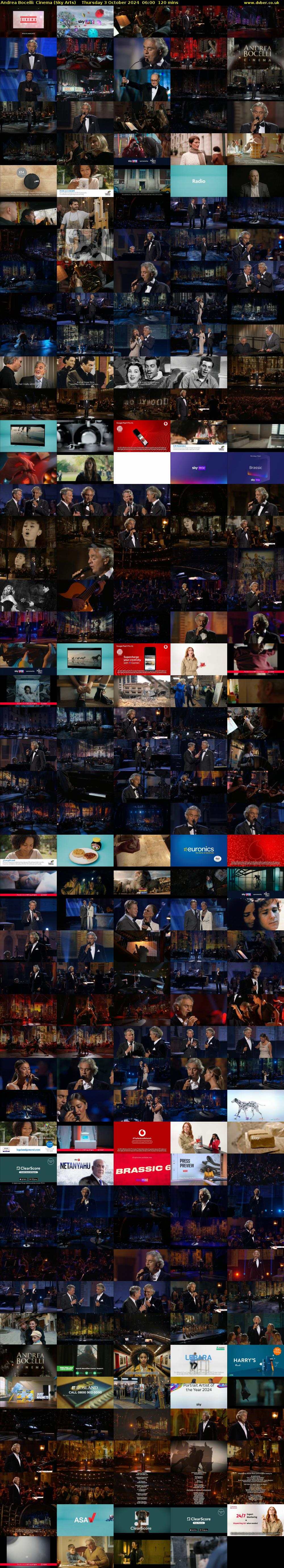 Andrea Bocelli: Cinema (Sky Arts) Thursday 3 October 2024 06:00 - 08:00