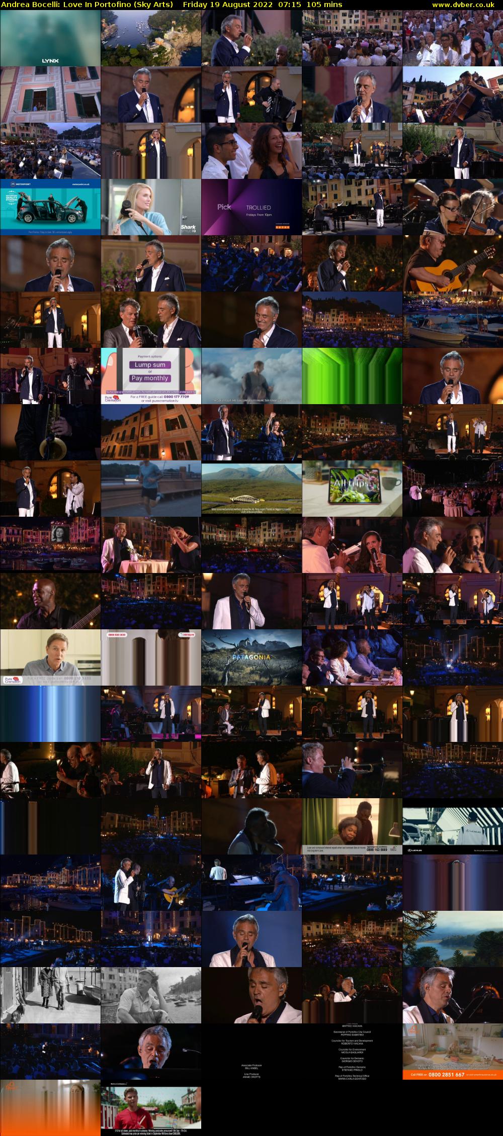 Andrea Bocelli: Love In Portofino (Sky Arts) Friday 19 August 2022 07:15 - 09:00