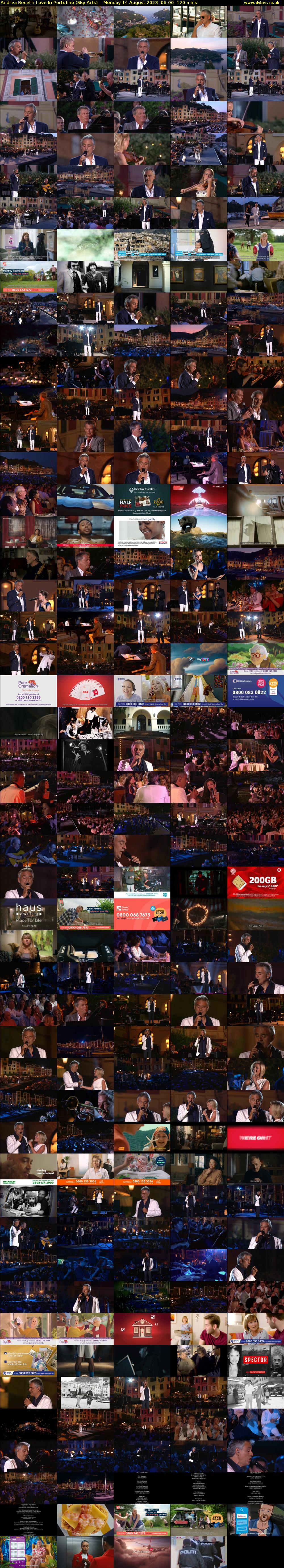 Andrea Bocelli: Love In Portofino (Sky Arts) Monday 14 August 2023 06:00 - 08:00