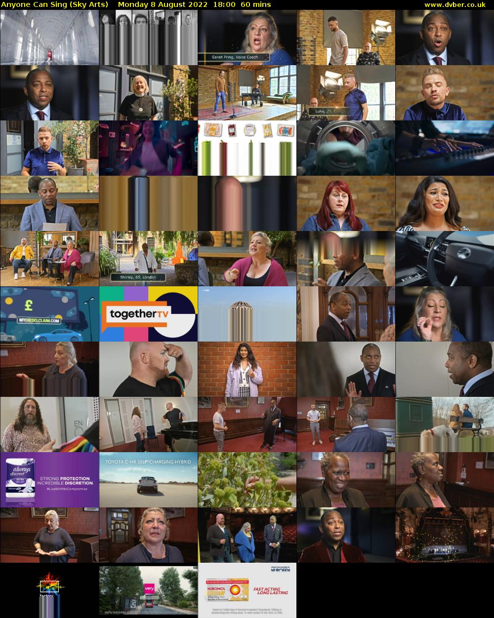 Anyone Can Sing (Sky Arts) Monday 8 August 2022 18:00 - 19:00