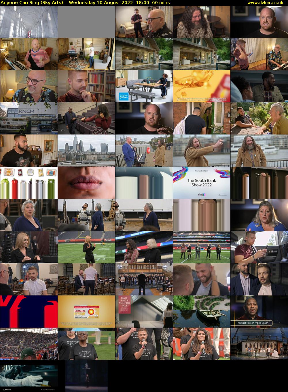 Anyone Can Sing (Sky Arts) Wednesday 10 August 2022 18:00 - 19:00