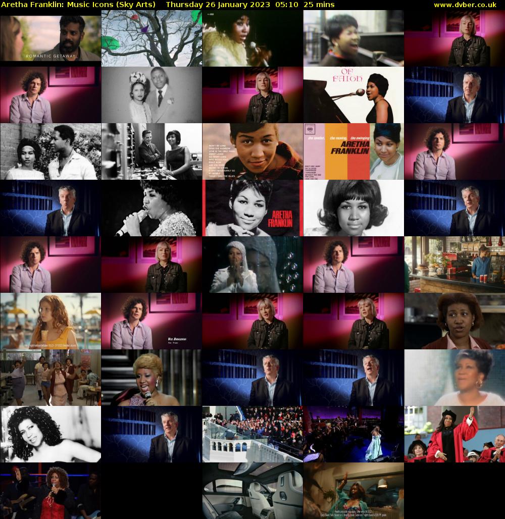 Aretha Franklin: Music Icons (Sky Arts) Thursday 26 January 2023 05:10 - 05:35
