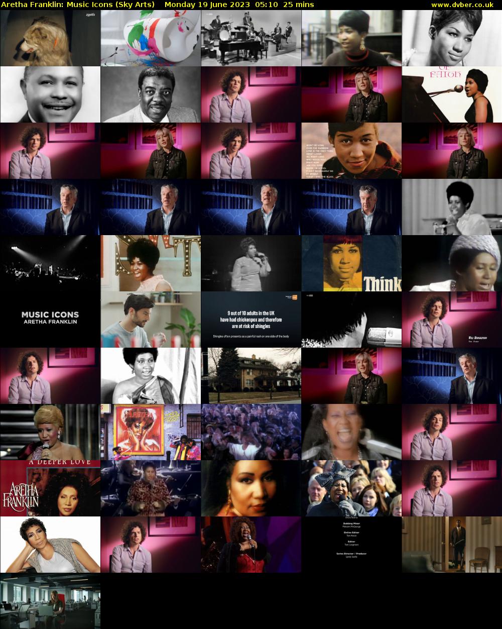Aretha Franklin: Music Icons (Sky Arts) Monday 19 June 2023 05:10 - 05:35