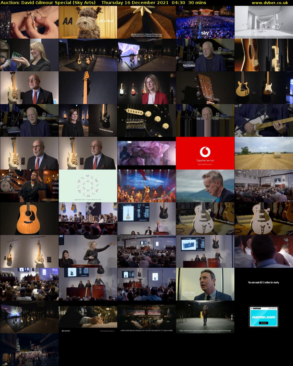 Auction: David Gilmour Special (Sky Arts) Thursday 16 December 2021 04:30 - 05:00