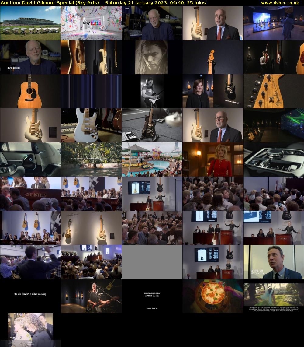 Auction: David Gilmour Special (Sky Arts) Saturday 21 January 2023 04:40 - 05:05