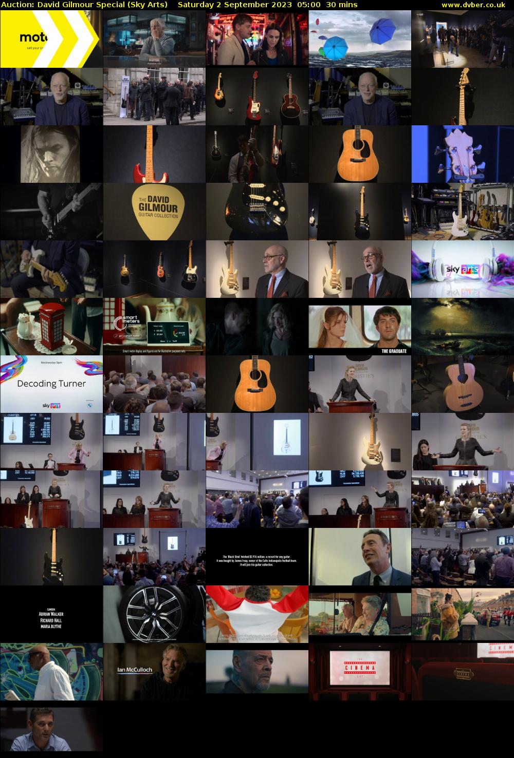Auction: David Gilmour Special (Sky Arts) Saturday 2 September 2023 05:00 - 05:30