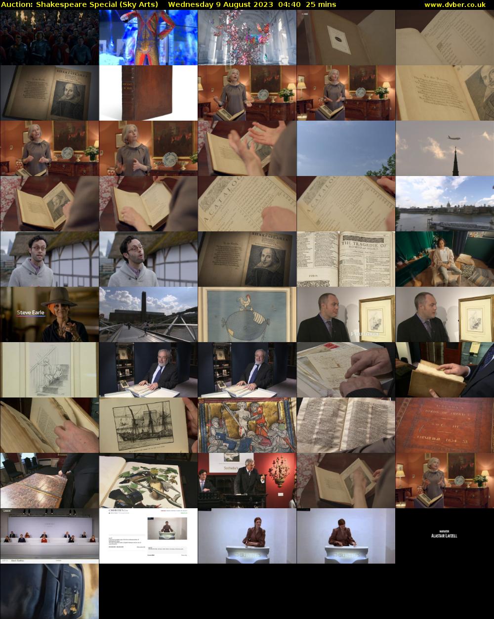 Auction: Shakespeare Special (Sky Arts) Wednesday 9 August 2023 04:40 - 05:05