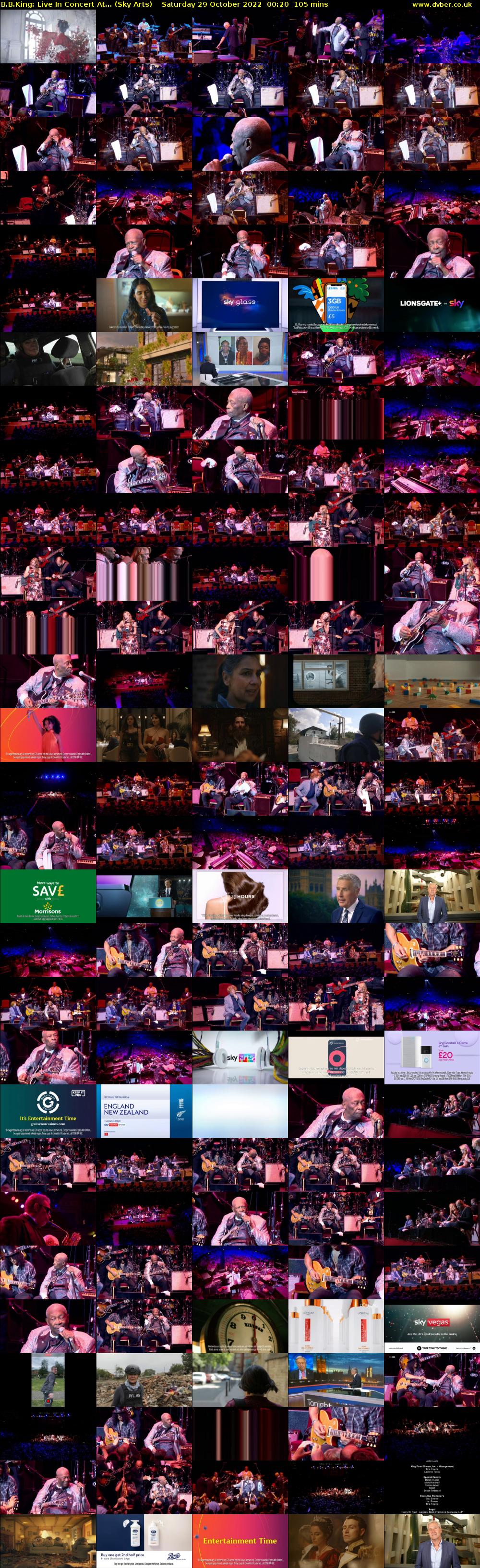 B.B.King: Live In Concert At... (Sky Arts) Saturday 29 October 2022 00:20 - 02:05