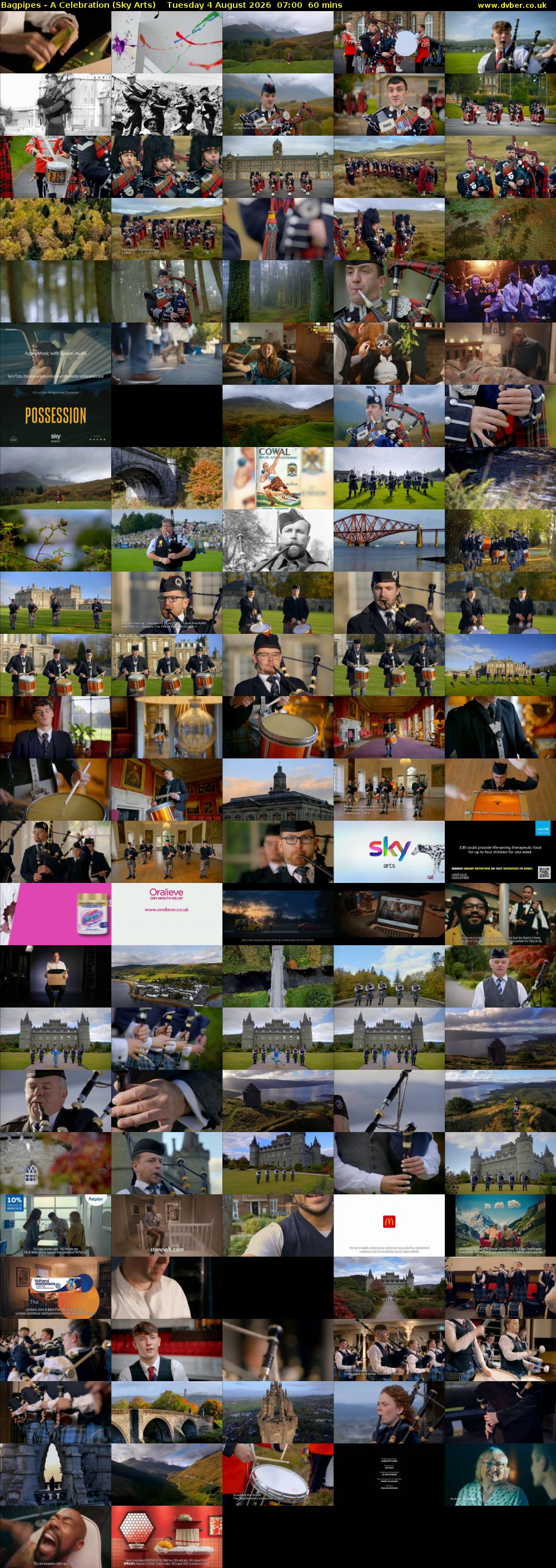 Bagpipes - A Celebration (Sky Arts) Tuesday 4 August 2026 07:00 - 08:00