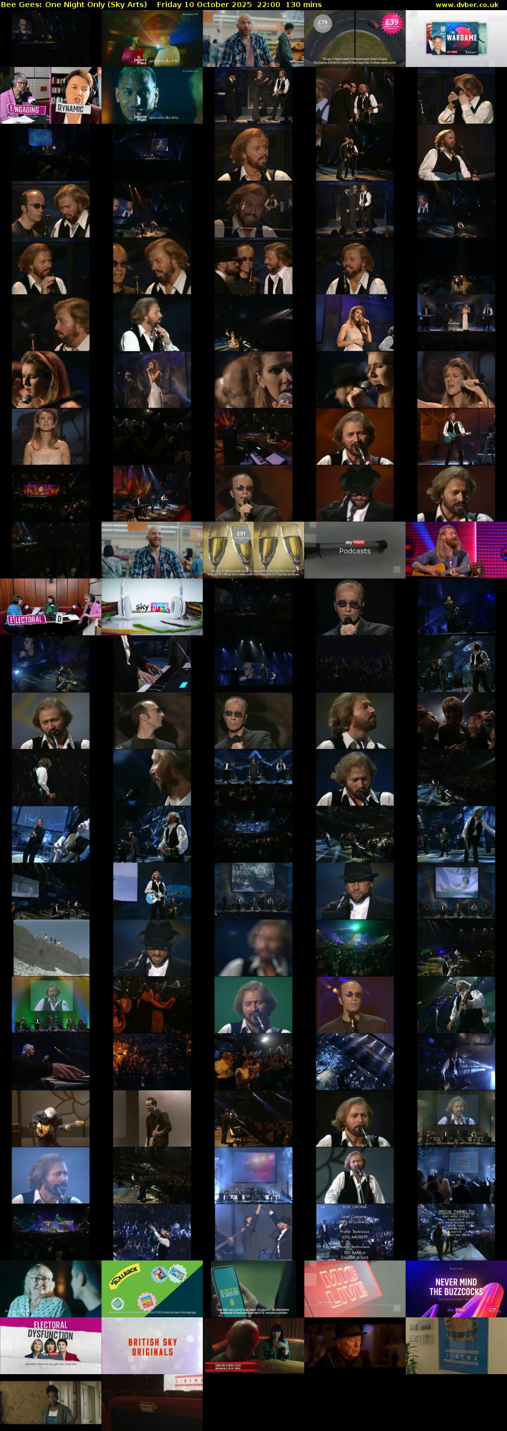 Bee Gees: One Night Only (Sky Arts) Friday 10 October 2025 22:00 - 00:10