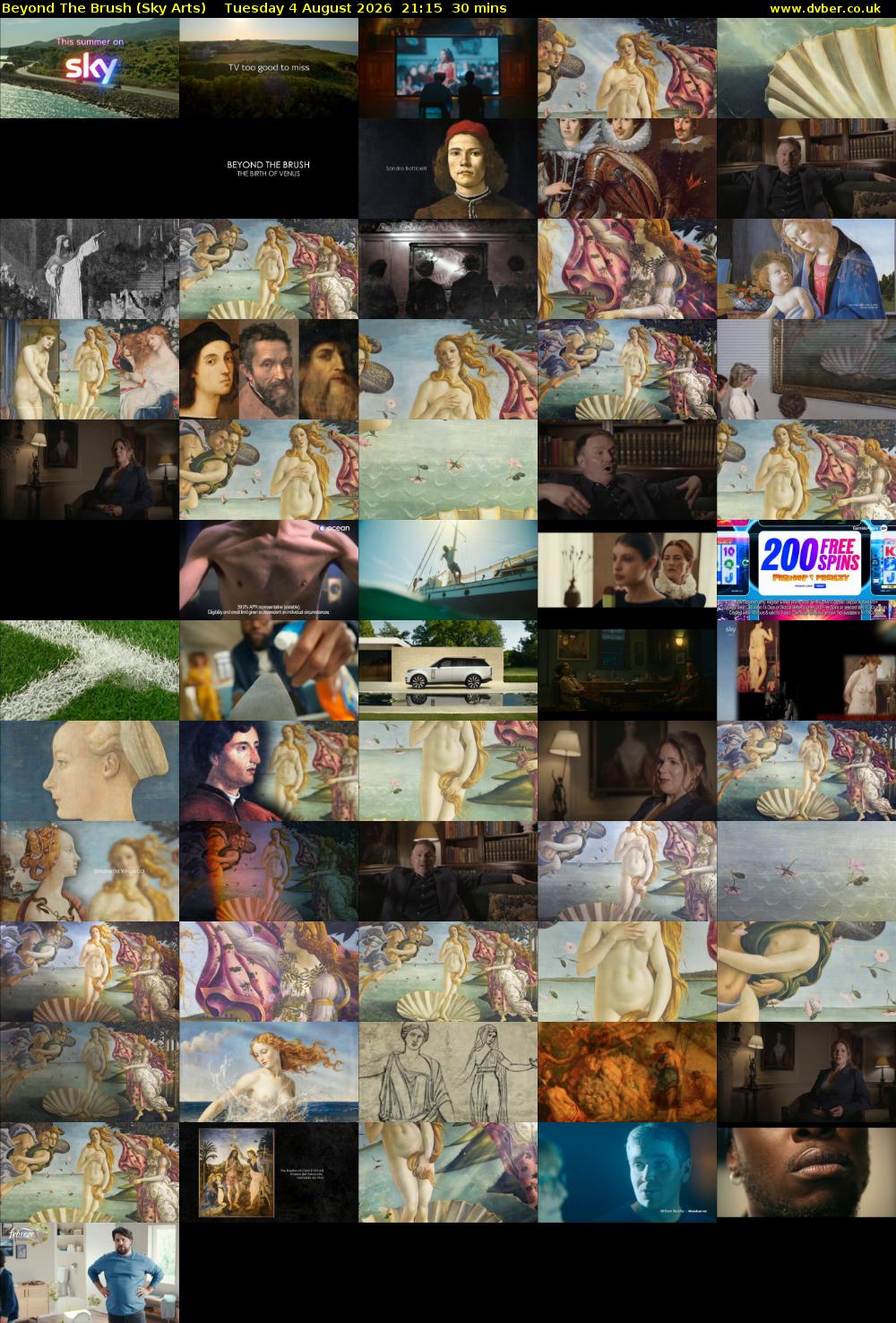 Beyond The Brush (Sky Arts) Tuesday 4 August 2026 21:15 - 21:45